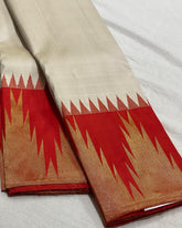 RED/WHITE TEMPLE  SILK SAREE